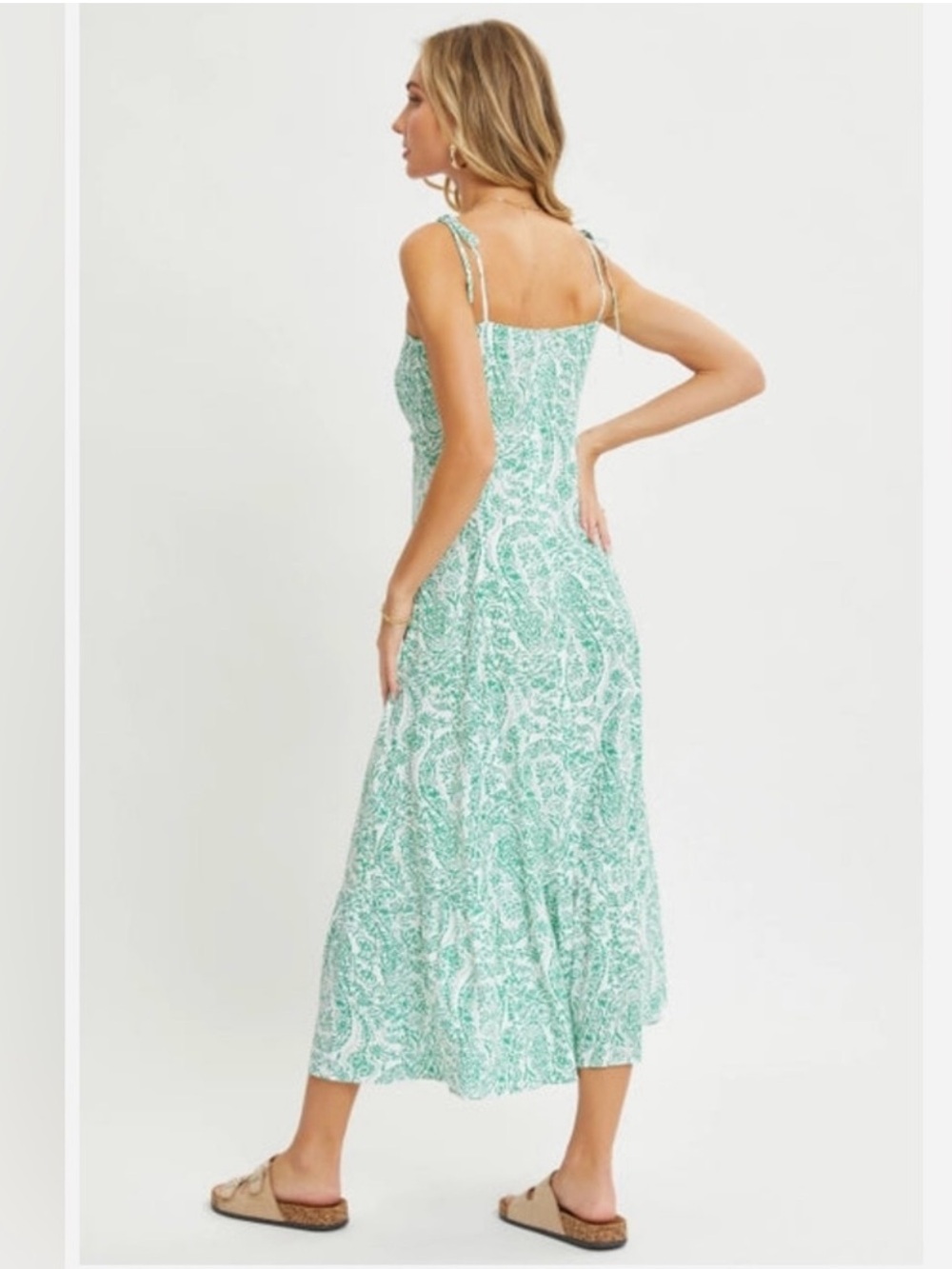 SWEET LOVELY BY JEN Green Paisley Print Midi Dress - Picture 4 of 7